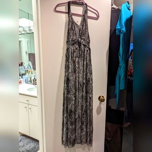 EXPRESS halter top snake skin print maxi dress - S/M